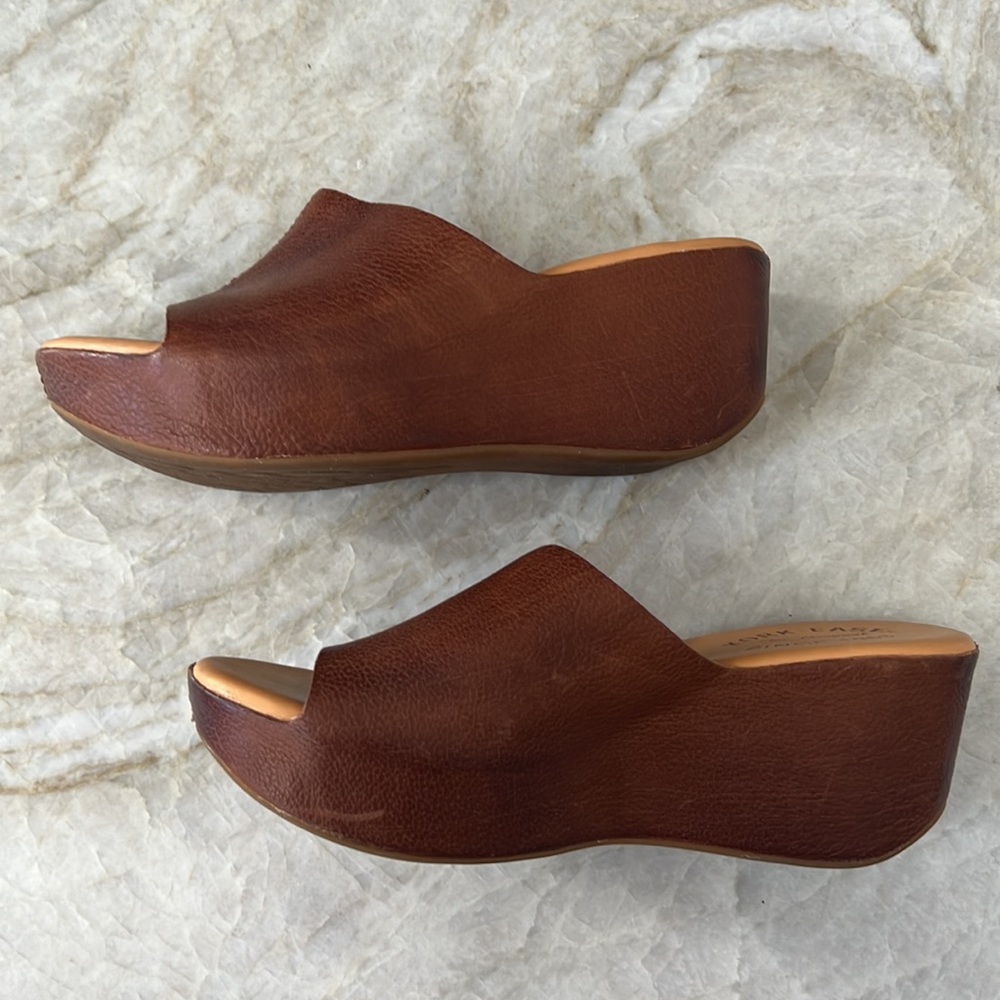 Kork-Ease Brown Leather Slide Sandals - Picture 2 of 4